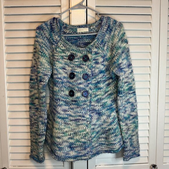 ANTHROPOLOGIE SLEEPING ON SNOW WOOL BLEND DOUBLE BREASTED MARLED CARDIGAN - Picture 1 of 6